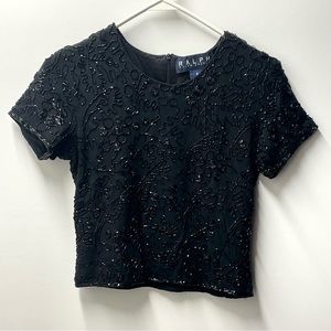 vintage Ralph Lauren black sequin top size small